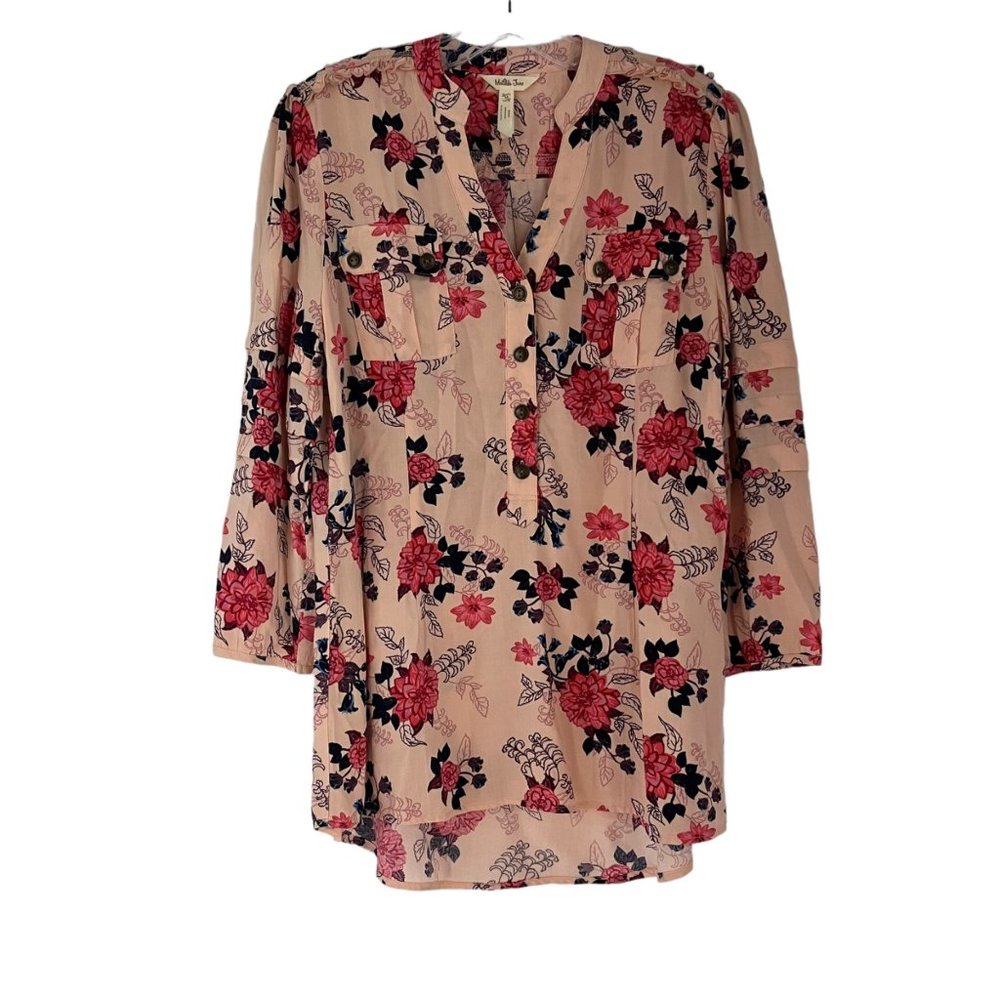 Matilda Jane Livery Millie Pink Floral Print Long Sleeve Tunic Top Medium M